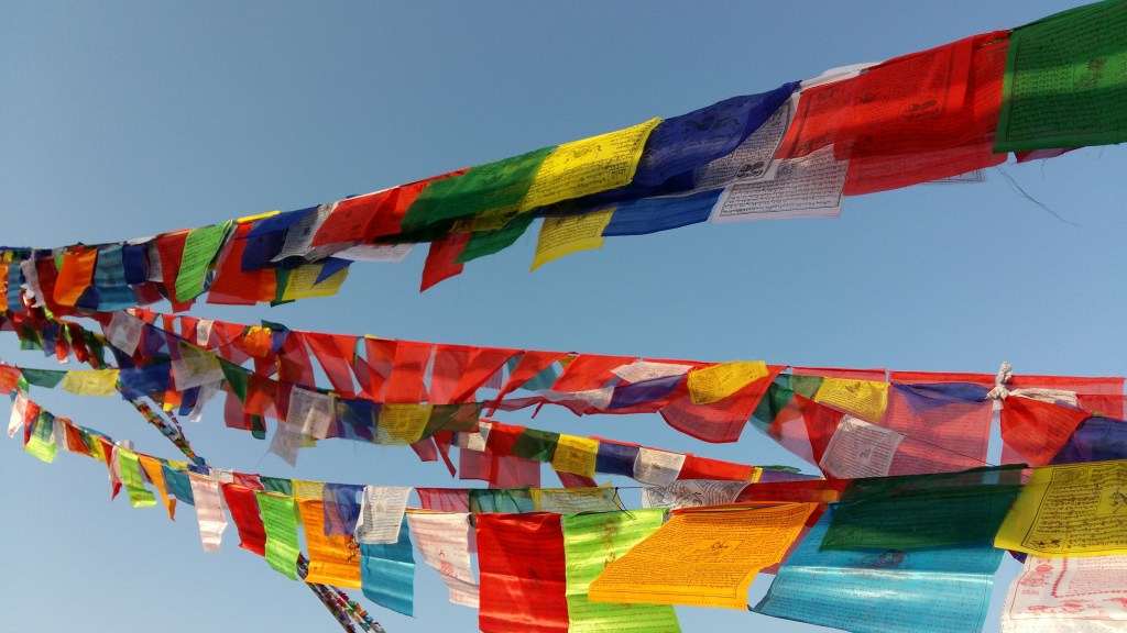 Colorful prayer flags in Kathmandu Nepal 